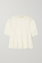 Thumbnail for your product : DÔEN Adnet Embroidered Tiered Organic Cotton-voile Blouse - Ivory