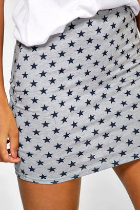 boohoo Amal Star Print Mini Skirt