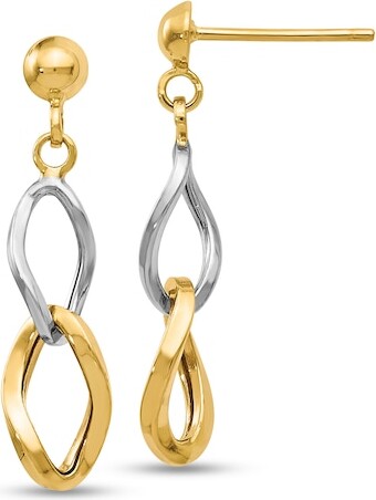 Zales Double Twist Drop Earrings in Hollow 14K Two-Tone Gold