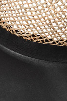 Thumbnail for your product : Eugenia Kim James Leather And Woven Straw Sunhat - Black