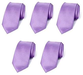 FoMann Mens Formal Tie Wholesale Lot of 5 Mens Solid Color Wedding Ties 3.5" Satin Finish