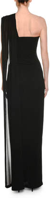 Tom Ford One-Shoulder Bustier Gown with Scarf Detail