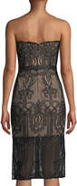 Thumbnail for your product : Aijek Strapless Lace Applique Cocktail Dress