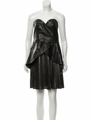 black leather peplum dress