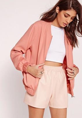 Missguided Satin Two Tone Bomber Jacket Pink