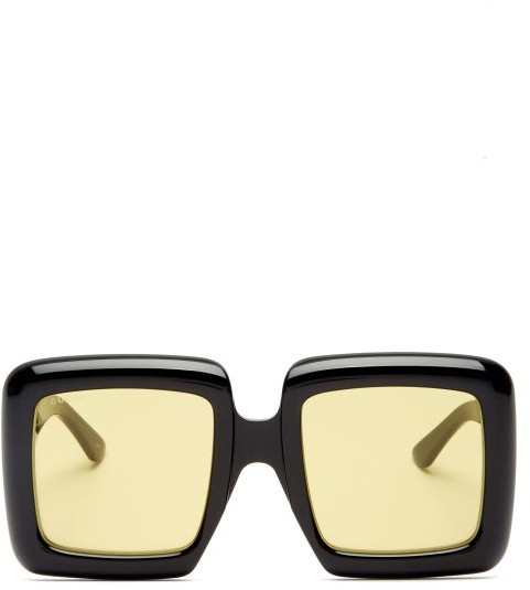 Gucci Oversized Square Acetate Sunglasses - Black Yellow - ShopStyle