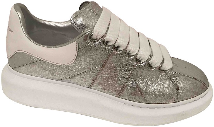 silver leather trainers