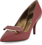 Thumbnail for your product : Lanvin Leather Point-Toe Buckle Pump, Burgundy