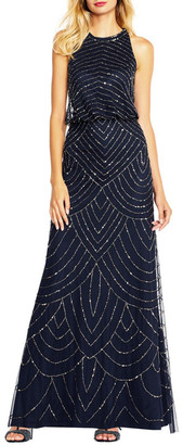 adrianna papell beaded halter jumpsuit