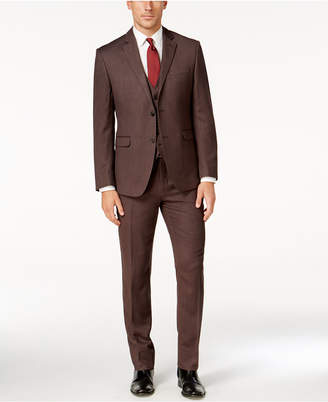 Perry Ellis Portfolio Men's Slim-Fit Brown Vested Suit