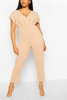 Thumbnail for your product : boohoo Plus Off The Shoulder Wrap Belted Jumpsuit