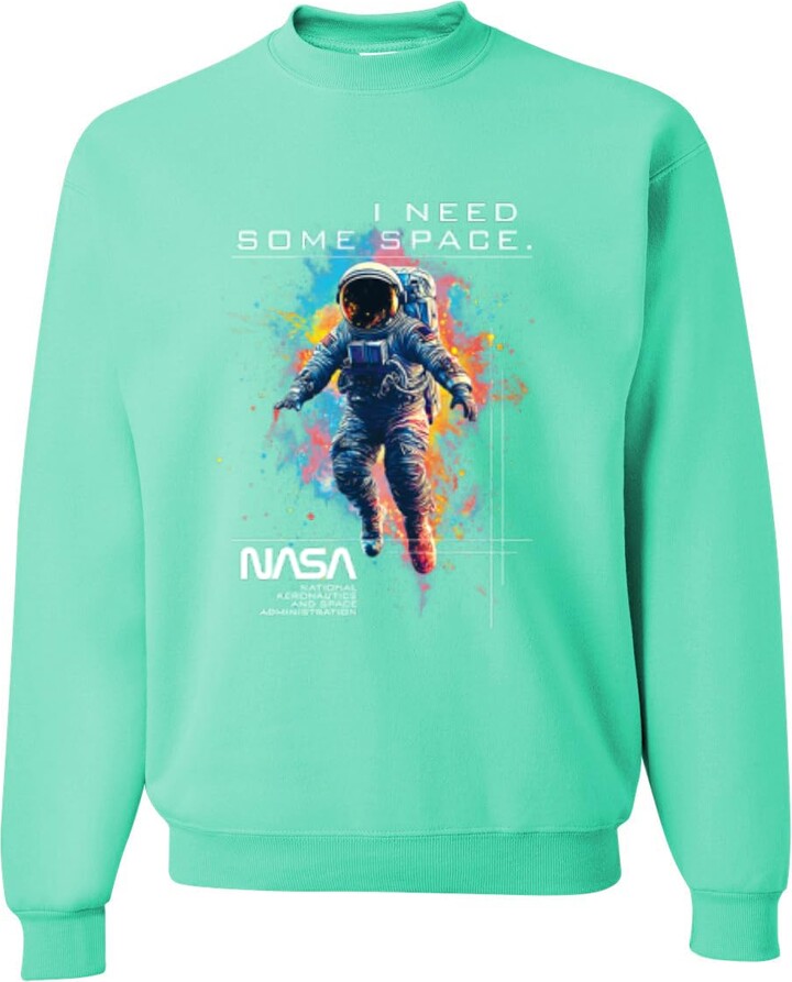 Wild Bobby Nasa I Need Some Space Astronomy Colorful Astronaut Design Rainbow Watercolor Pop Culture Unisex Crewneck Sweatshirt
