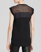Thumbnail for your product : Rebecca Taylor Top - Cap Sleeve Mesh Inset