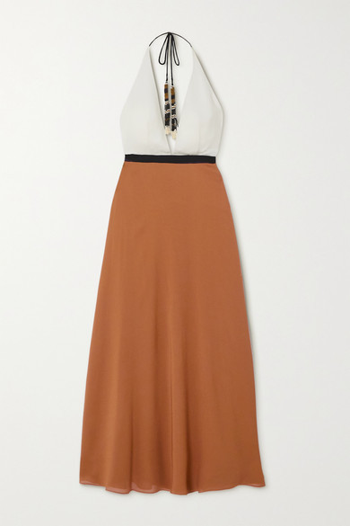 black and tan maxi dress