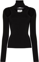 Thumbnail for your product : Coperni Ribbed Cut-Out High Neck Top