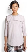 Thumbnail for your product : Carven Striped Cotton Bib-Paneled Shirt