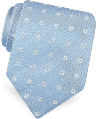 Forzieri Gold Line- Rounded Flower Dots Woven Silk Tie