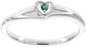 GemmaG 10k White Gold Emerald Heart Promise Ring