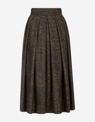 Dolce & Gabbana Pleated Mini Skirt In Micro Tweed
