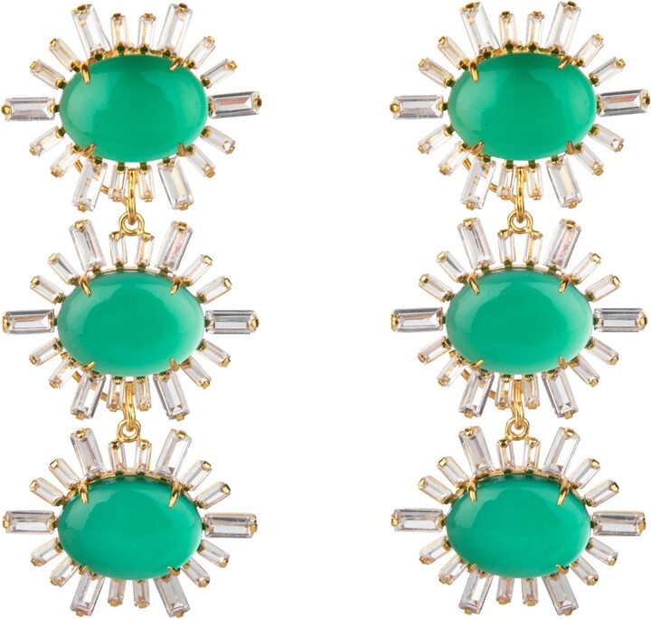 Bounkit Ann Margaret Earrings Green Onyx Clip On