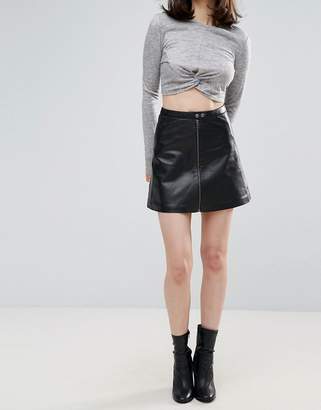 Muu Baa Muubaa Kalu Zip Front Leather Skirt