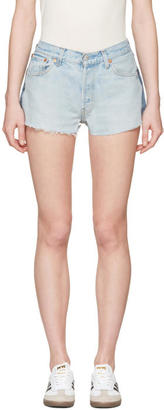 RE/DONE Re-Done Blue Two-Tone Denim Shorts
