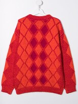 Thumbnail for your product : Versace Children Argyle Knit Logo-Print Jumper
