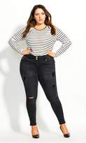 Thumbnail for your product : City Chic Citychic Asha Ankle Festival Jean - black