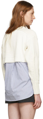 3.1 Phillip Lim White Patchwork Woven Combo Sweater