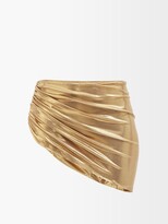Thumbnail for your product : Norma Kamali Diana Draped Asymmetric Metallic Bikini Briefs - Gold