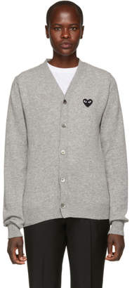 Comme des Garcons Play Grey Wool Heart Patch Mens Fit Cardigan