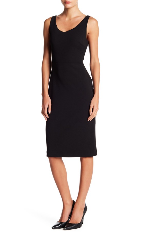 betsey johnson crepe scoop neck midi dress