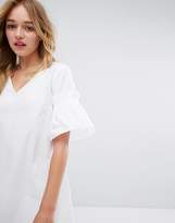 Thumbnail for your product : Monki Ruffle Sleeve Poplin Smock Dress