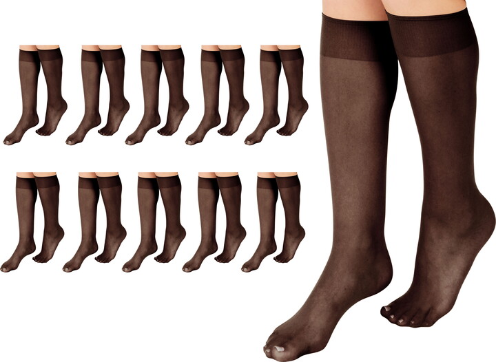 L’eggs Everyday Women’s Nylon Knee Highs Stockings Sheer Toe, 10 Pack