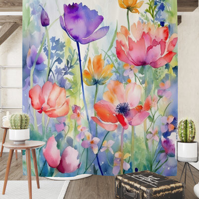 East Urban Home Poppy Floral Shower Curtain