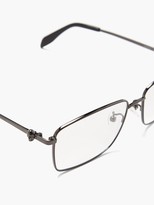 Thumbnail for your product : Mcqueen Eyewear - Skull-embellished Square Metal Glasses - Grey