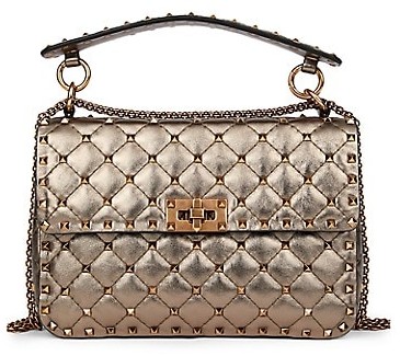 Valentino garavani medium rockstud leather top handle bag Clearance
