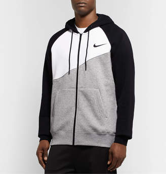 Nike Logo-Print Fleece-Back Cotton-Blend Jersey Zip-Up Hoodie - Men - Gray