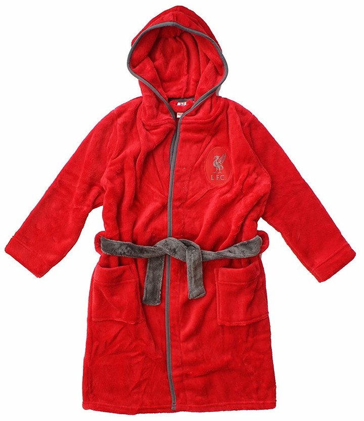 Boys Official Liverpool L.F.C Hooded Fleece Dressing Gown Bathrobe 34