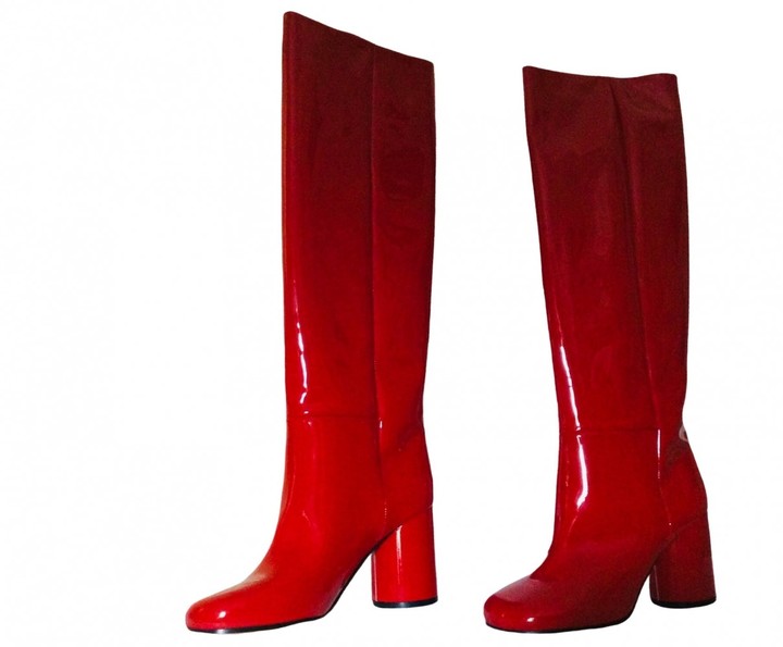 red patent leather boots