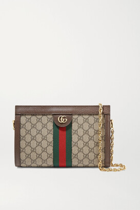 Gucci Ophidia Textured Leather-trimmed Printed Coated-canvas Shoulder Bag - Brown - One size