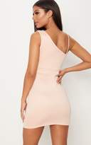 Thumbnail for your product : PrettyLittleThing Nude Scuba Asymmetic Strap Plunge Bodycon Dress