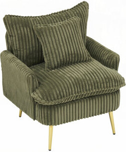 Ebern Designs Single Chair Fashion Sofa with Coarse Corduroy Fabric, Soft and Comfortable for Apartment, Office, Living Room, Bedroom, and Conference Hall