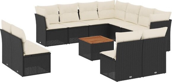 VidaXL vidaXLGardenSofaSetBlackandCreamWhite