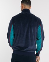 Thumbnail for your product : Original Penguin velour contrast chest panel track jacket in navy