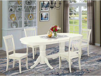 August Grove Wolfgram 5 - Piece Rubberwood Solid Wood Dining Set