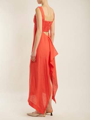 Preen by Thornton Bregazzi Felicity Drawstring Detailed Linen Dress - Womens - Red