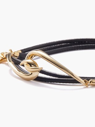 Shaun Leane Leather And Gold-vermeil Hook Wrap Bracelet - Yellow Gold