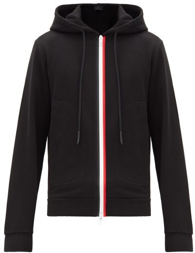 Moncler Tricolor-stripe Cotton-jersey Hooded Sweatshirt - Black - ShopStyle