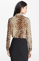 Thumbnail for your product : RED Valentino Leopard Print Stretch Silk Blouse